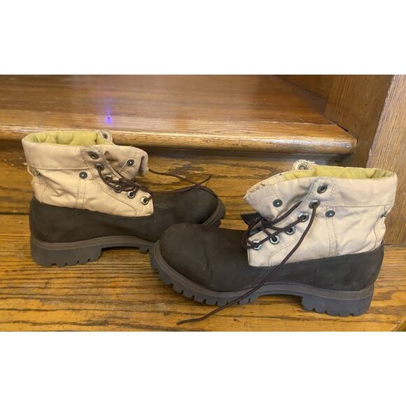 Timberland Roll Down Quilted Suede Boots Men’s 8.5 Rare Beige Brown